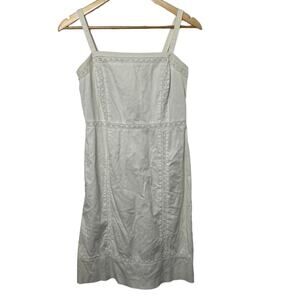 Loft White Lace Trim Sheath Below the Knee Spring & Summer Cotton Dress Sz 2